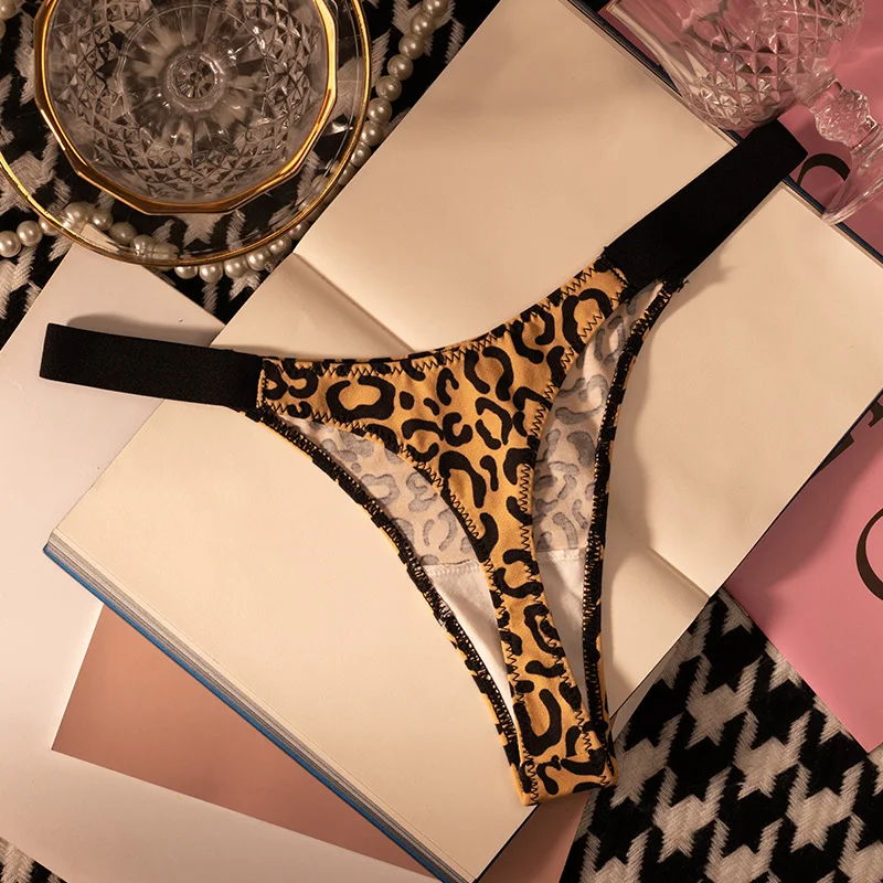 Calcinhas Sexy de Algodão para Mulheres com Estampa de Leopardo e Zebra, Sem Costura, Tanga G String Fitness de Cintura Baixa, Tamanho S-XL