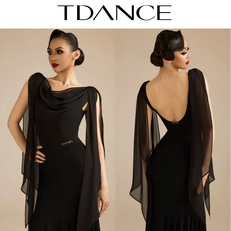 Robe de danse moderne personnalisée TDANCE [Haut une pièce avec écharpe flottante] pour enseignants, élégance et tempérament sur la scène JM-322