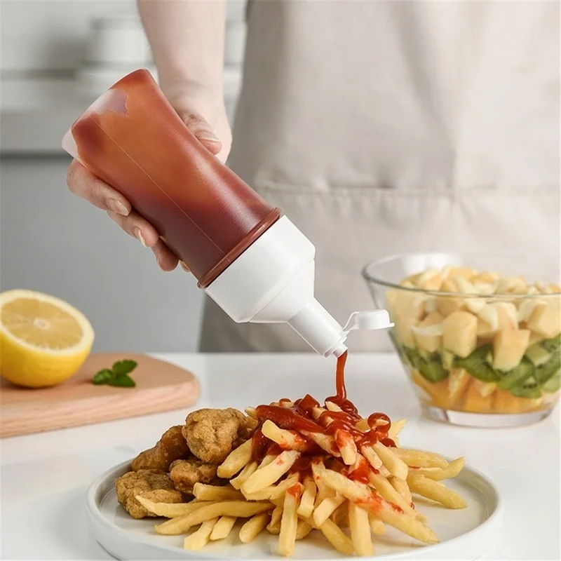 

1pcs Plastic Squeeze Bottle Soy Sauce Vinegar Salad Dressing Leak-proof Easy-to-control Kitchen Countertop Seasoning Organiser