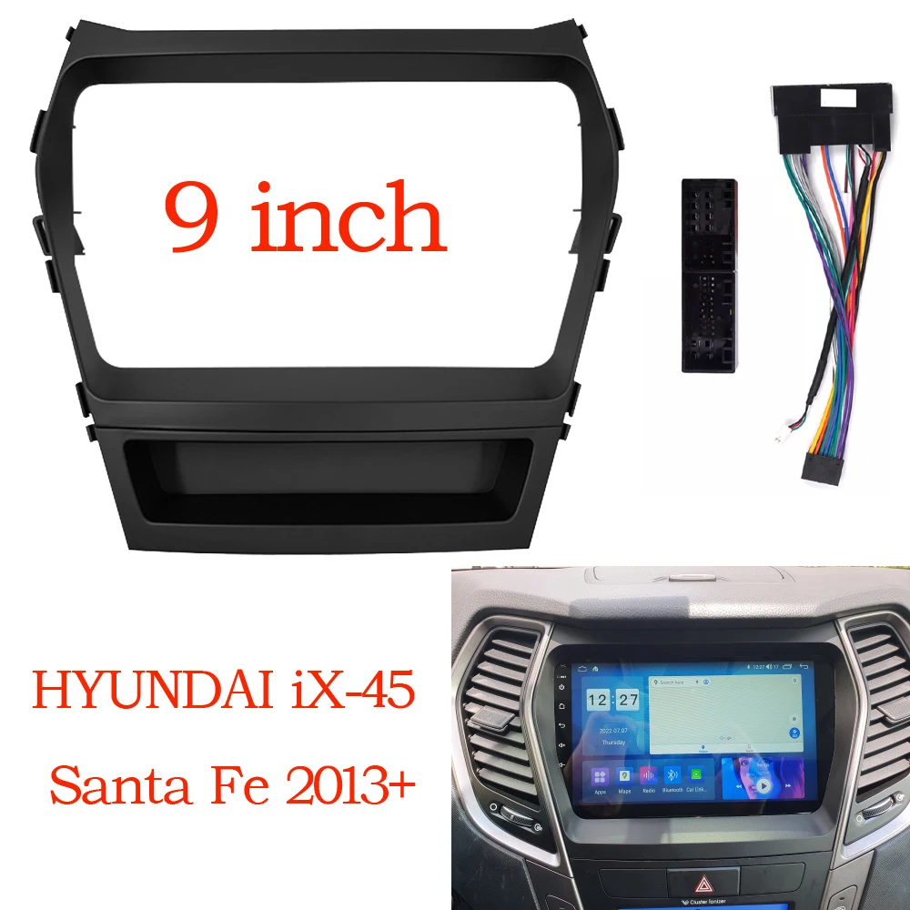 9 Inch 2din Car Fascia For HYUNDAI IX45 / SANTA FE 2013-2018 Stereo Panel Dash Mount Installation Double Din Car DVD Bezel Frame