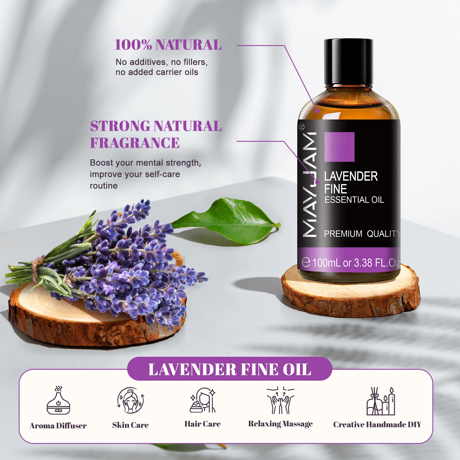 MAYJAM Aromatherapy Essential Oils May Chang Lavender Tea Tree Clove Bud Turmeric Pine Neddles 100ml Pure Essential Oil