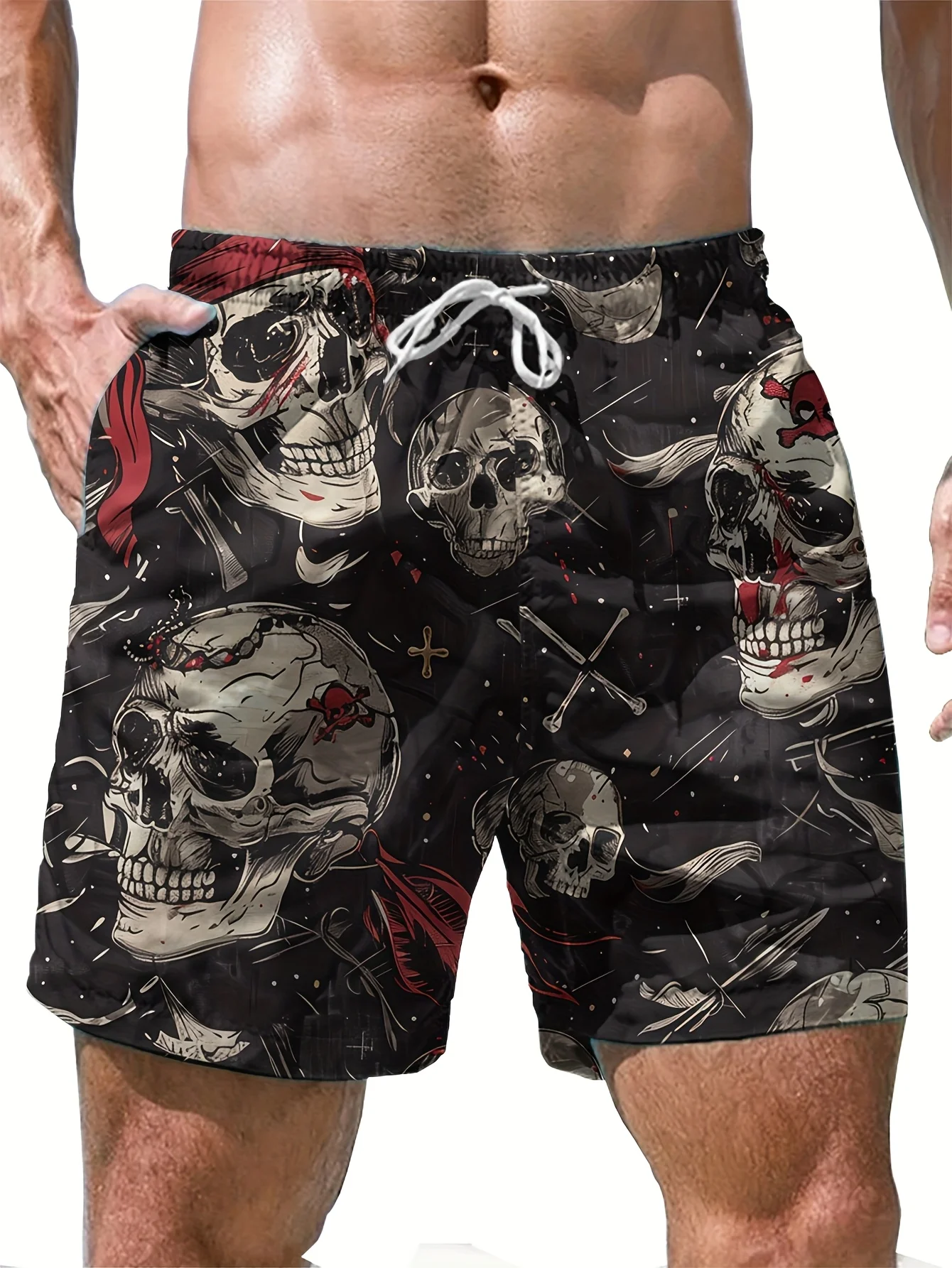 

2026 Summer New Men's Shorts - 3D Trendy Skull Pattern Casual Fashion Street Style Comfortable Lightweight Soft