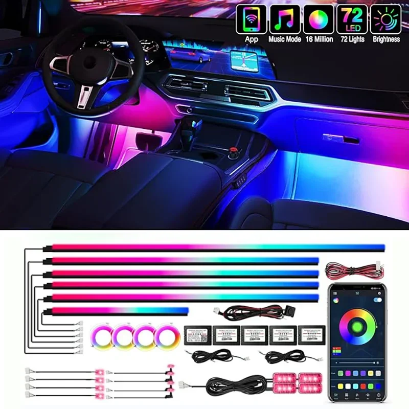 18 In 1 Neon LED Car Interior light Led Ambient Car Light Decorative Acrylic Car Lamp Accesso For Full Universal Atmosphere