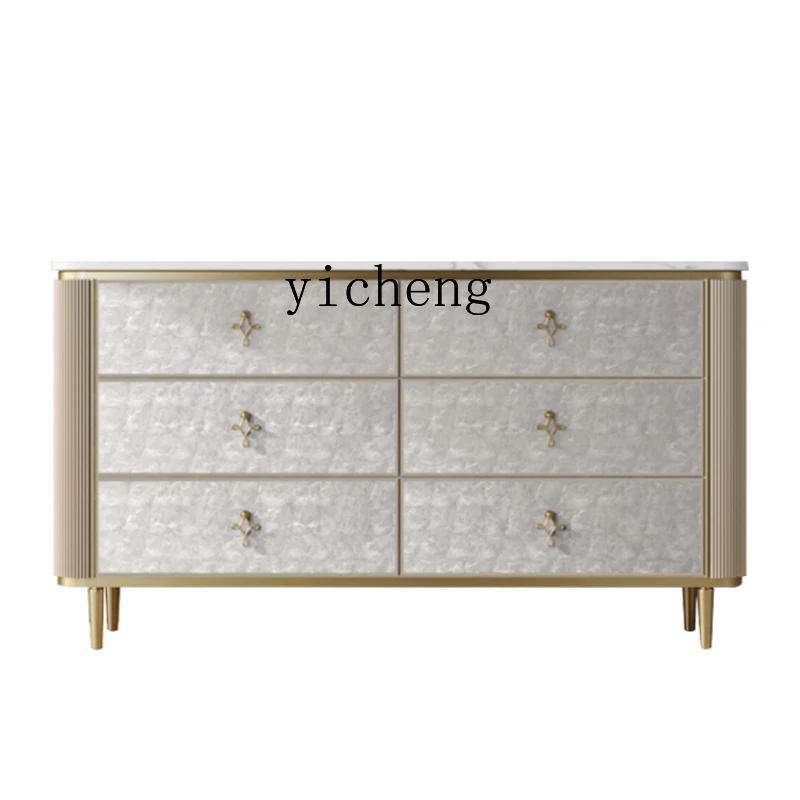 

ZK1 Light Luxury Shell Marble Chest of Drawers Simple Modern Living Room Bedroom Hallway Sideboard Cabinet Drawer Storage