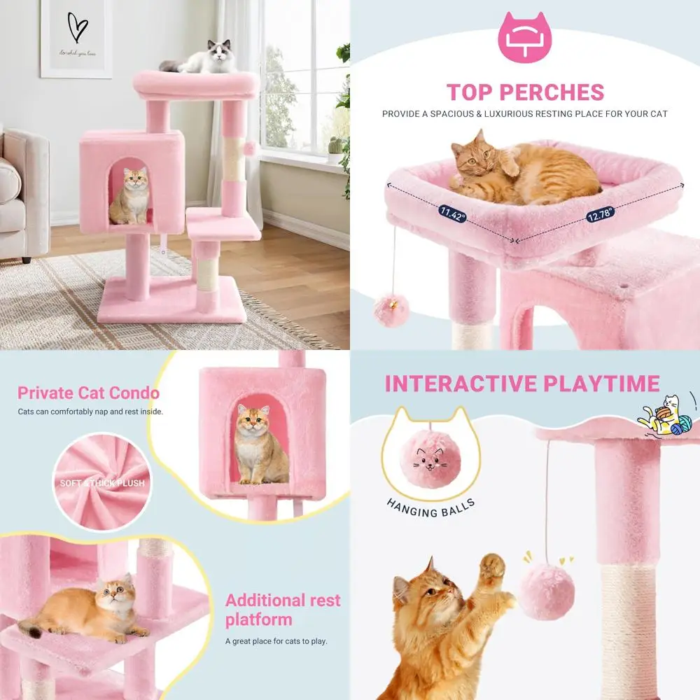 

Multi-Level Cat Tree Tower with Plush Perches, Condo, House, and Sisal Scratching Posts for 29 Inch Activity Center