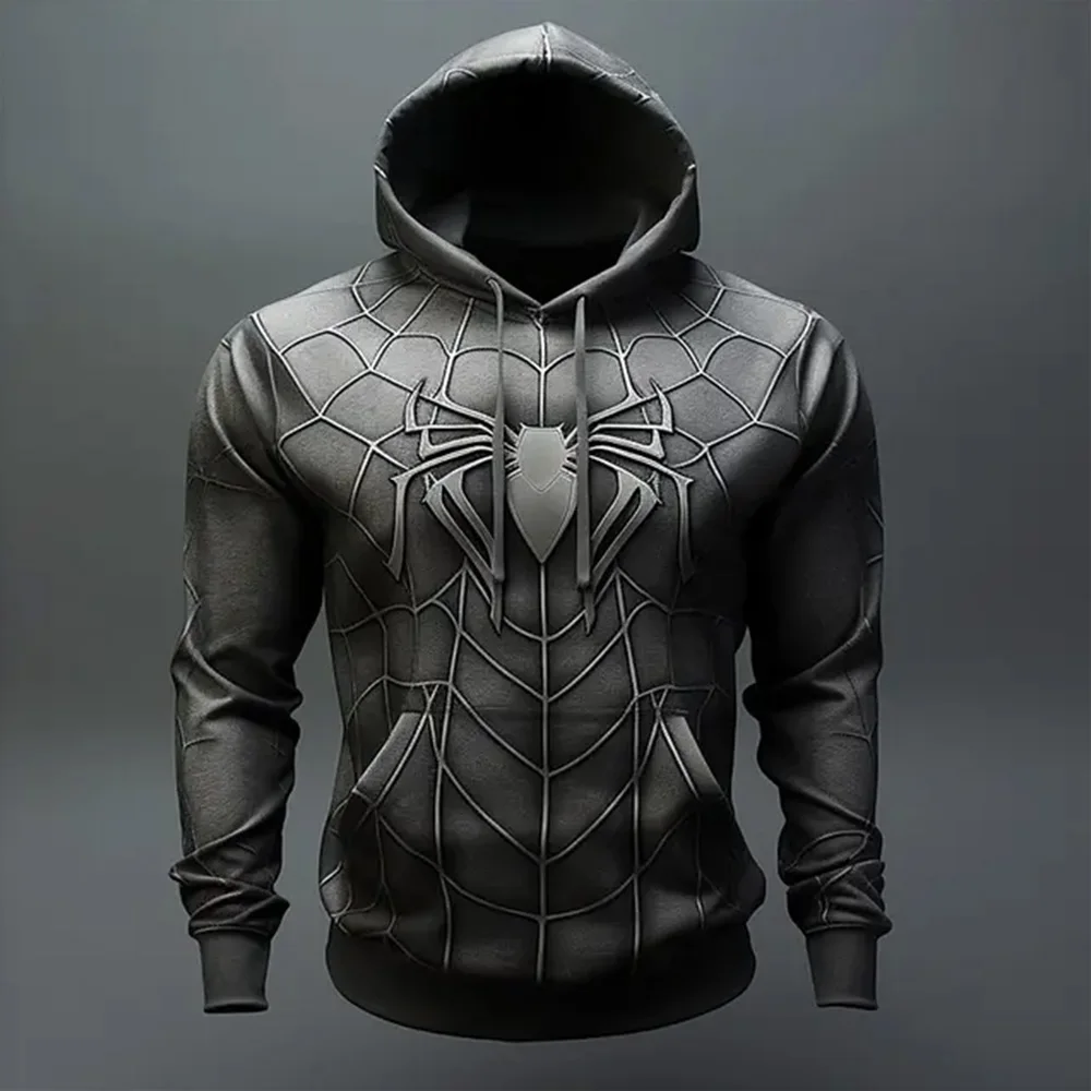 Vintage men's sweatshirt 3D spider print casual hoodie Autumn winter oversized clothing Harajuku super Dalian hoodie jumper