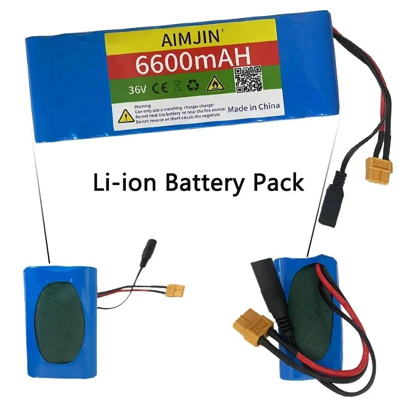 Baterai litium 10S2P 18650 36V 6,6 ah, untuk sepeda skuter elektrik baterai Li-ion 36V 6600mAh