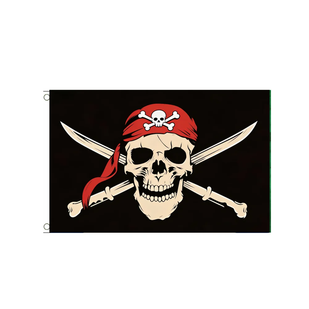 

Red Bandana Pirate Skull Crossed Swords Flag 2x3ft 3x5ft Jolly Roger Banner for Party Bedroom Wall Decor