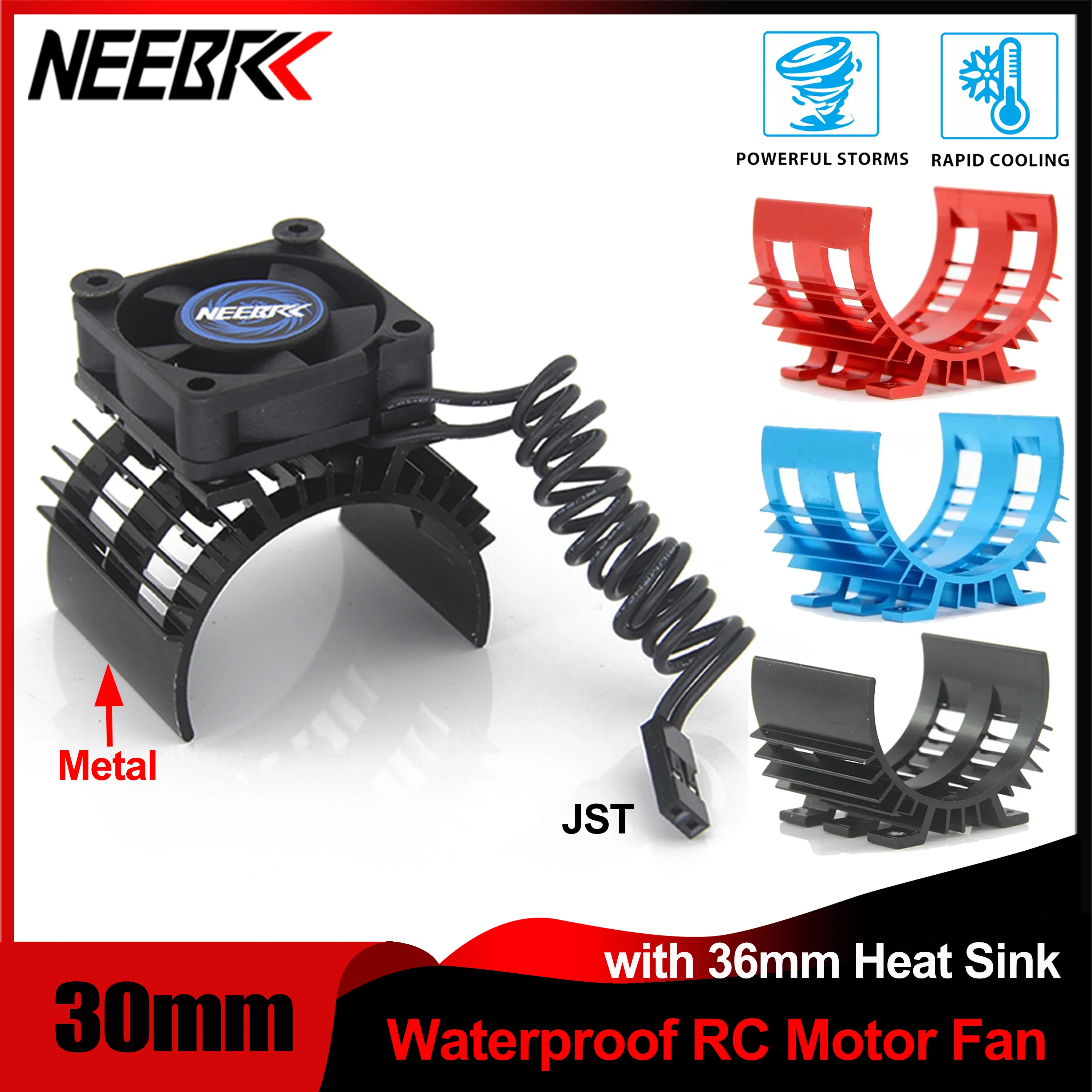 NEEBRC 30mm RC Motor Cooling Fan Dual Ball Bearings 5V-12V 25000RPM Rapid Wind w/ Heatsink Holder for 3650 3660 Brushless Motor