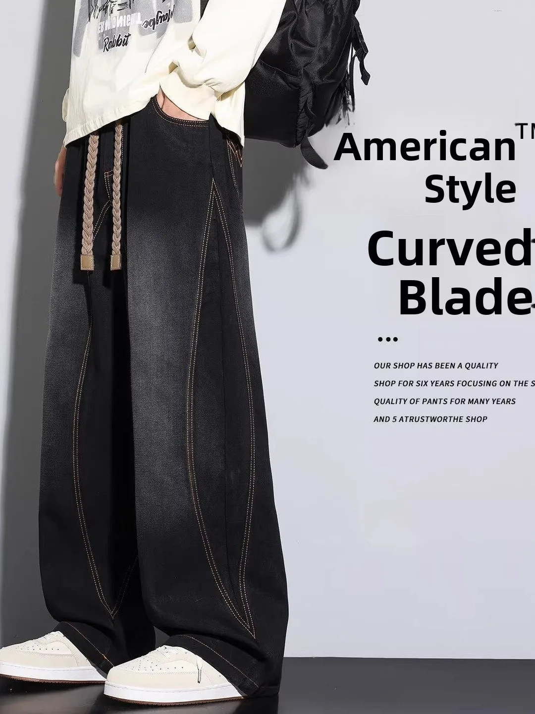 

Retro American High Street Wide Leg Jeans Men's Washed Casual Workwear Denim Pants Loose Fit Spring Autumn Trendy Brand