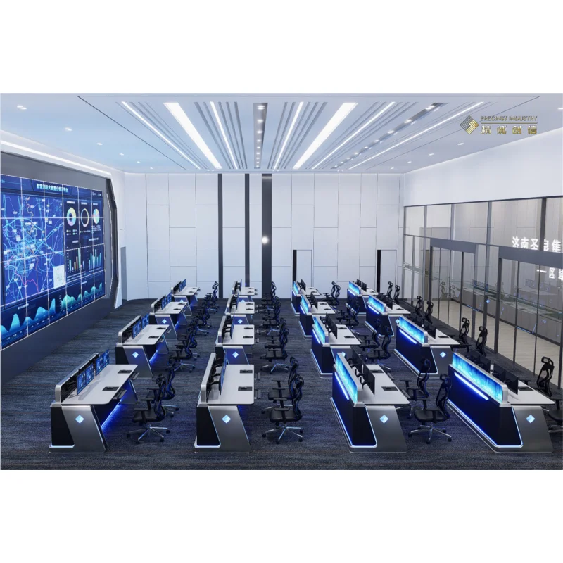 custom.Modern Security Steel and Wooden Monitoring Console Desk Server Control Room