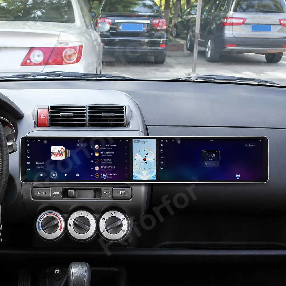 Car Accessories Android 15 CarPlay Car Radio For Honda Fit 2007-2014 Dual 12.3 Inch Screen Car GPS Multimedia Player Head Unit