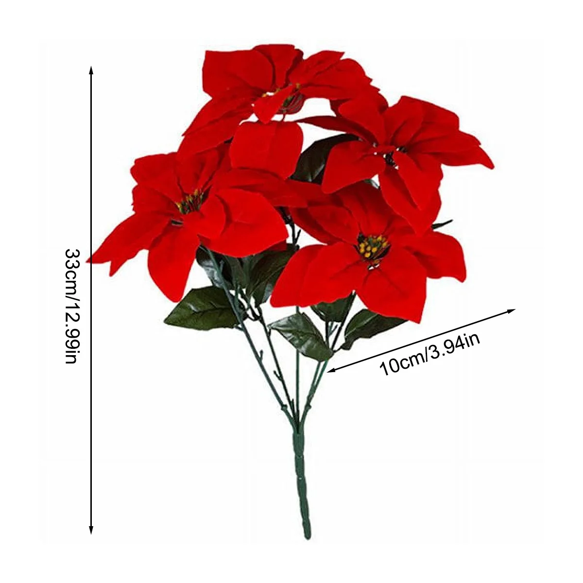 4pcs Artificial Plants Christmas Decoration Fake Red Flower Xmas Tree Decor Faux Plants Branch Slik Flower Plant For Home Garden