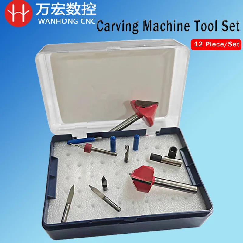 

CNC Flat Bottom Carving Tools 12pcs Kits Engraving Bit Polishing Milling Cutter