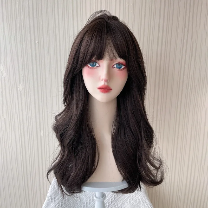 Wig Long Hair Big Wave Long Curly Hair Daily Water Ripple Simulated Human Hair Full Head