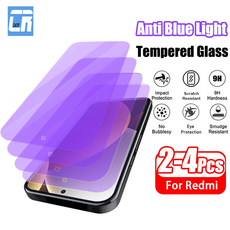 

2-4Piece Anti Blue-Ray Protective Glass for Xiaomi Redmi Note 15 14 13 Pro 4G Screen Protector for Redmi 15 5G Tempered Glass