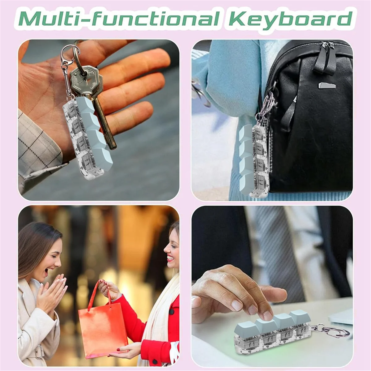 Keyboard Key Toys, Party Stress Relief DIY Fidget Button Keycaps, Fidget Keychains, Keyboard Keychains White