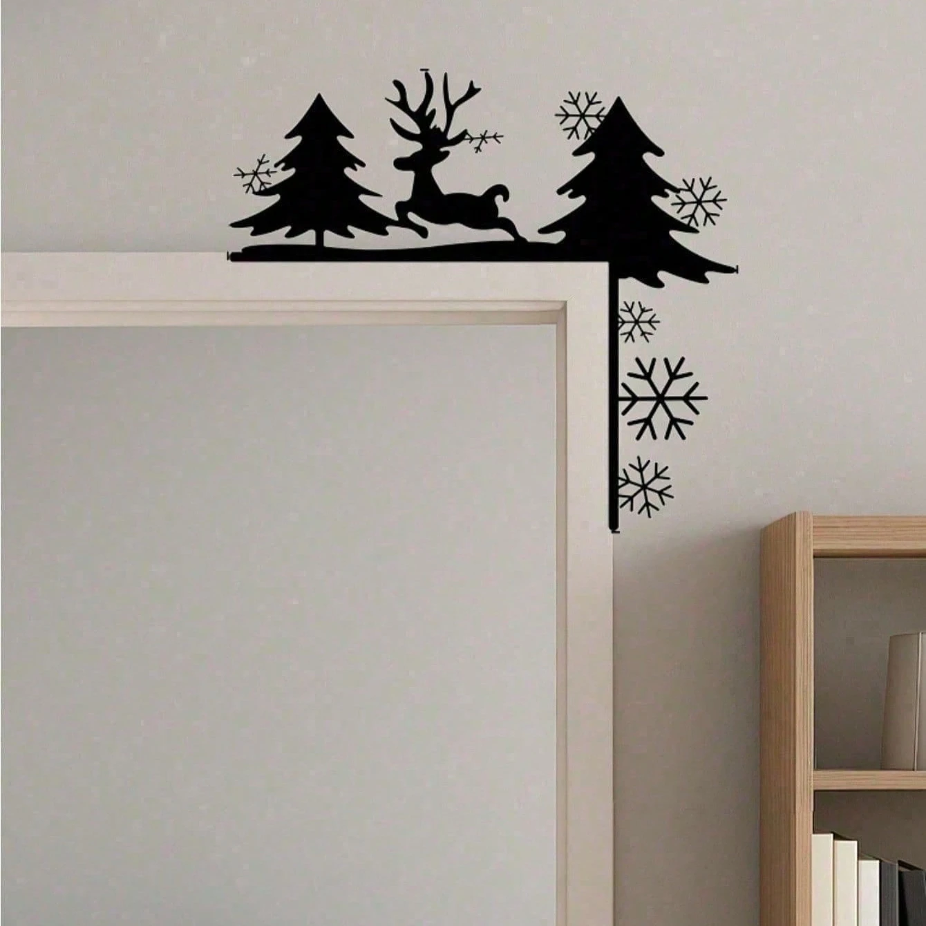 Rustic Santa Reindeer Door Decor Waterproof Outdoor Christmas Hanger Porch Farmhouse Gift Rustproof Hanging Unique Ornament Sign