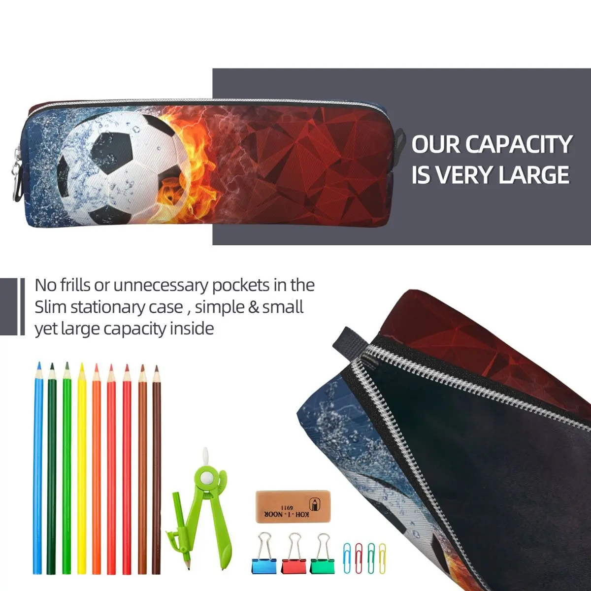 مقلمة كرة القدم، كرات كرة القدم، مقلمة رياضية، صندوق أقلام للطلاب، حقيبة ذات سعة كبيرة، لوازم مدرسية، أدوات مكتبية هدية