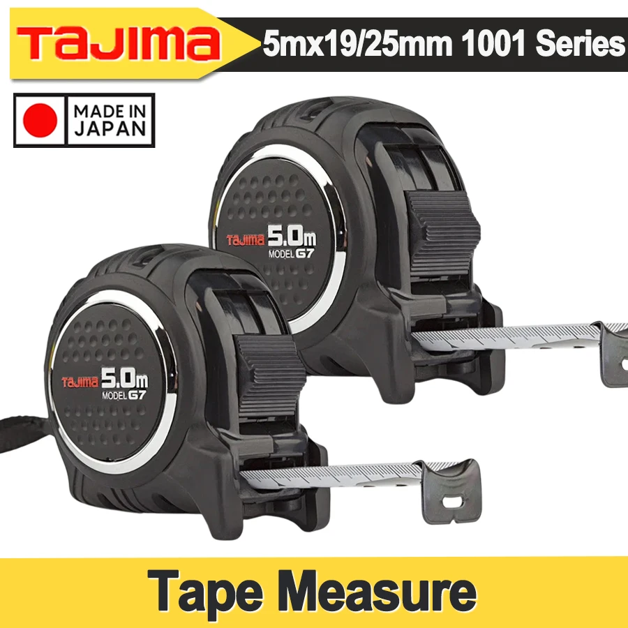 TaJIma Construction Tape Measure 5m x 19/25mm with mm Graduation,Retractable,Self-Locking for Designer, Decorator