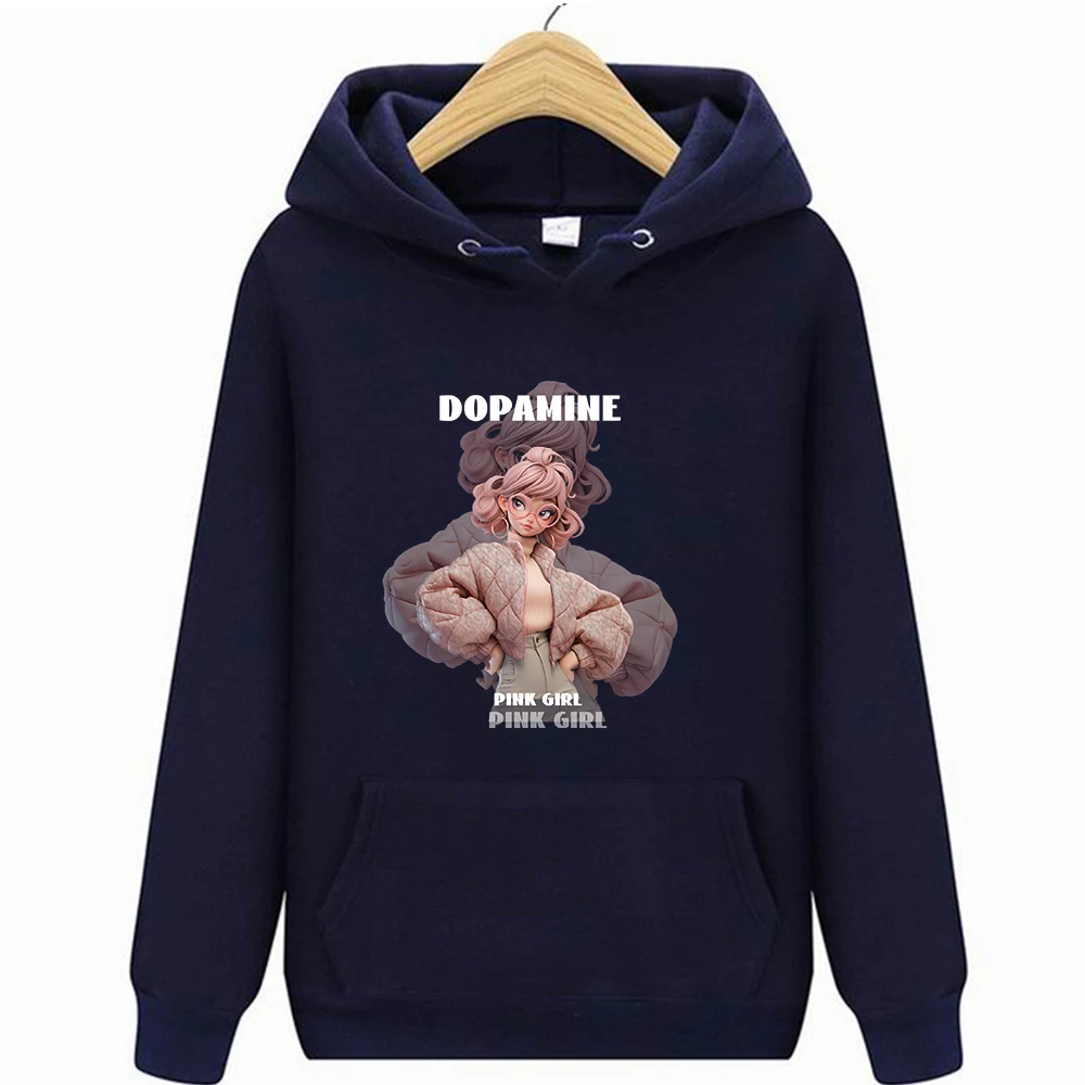 

Dopamine Pink Girl Pattern Hoody Women Men Personality Hip Hop Casual Hoodie Crewneck Fleece Pullovers Sports Warm Fleece Hoody