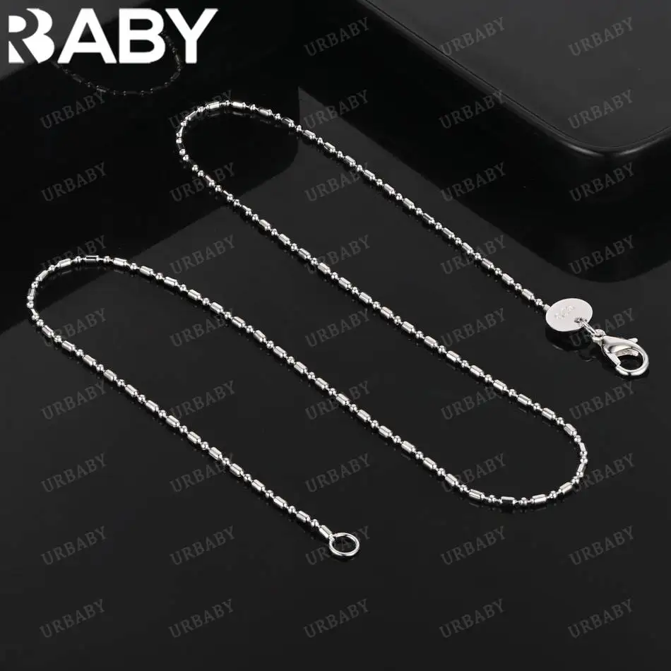 

URBABY 925 Sterling Silver 40-75cm Simple Thin Necklace For Women Men Charm Trend Birthday Gifts Fashion Party