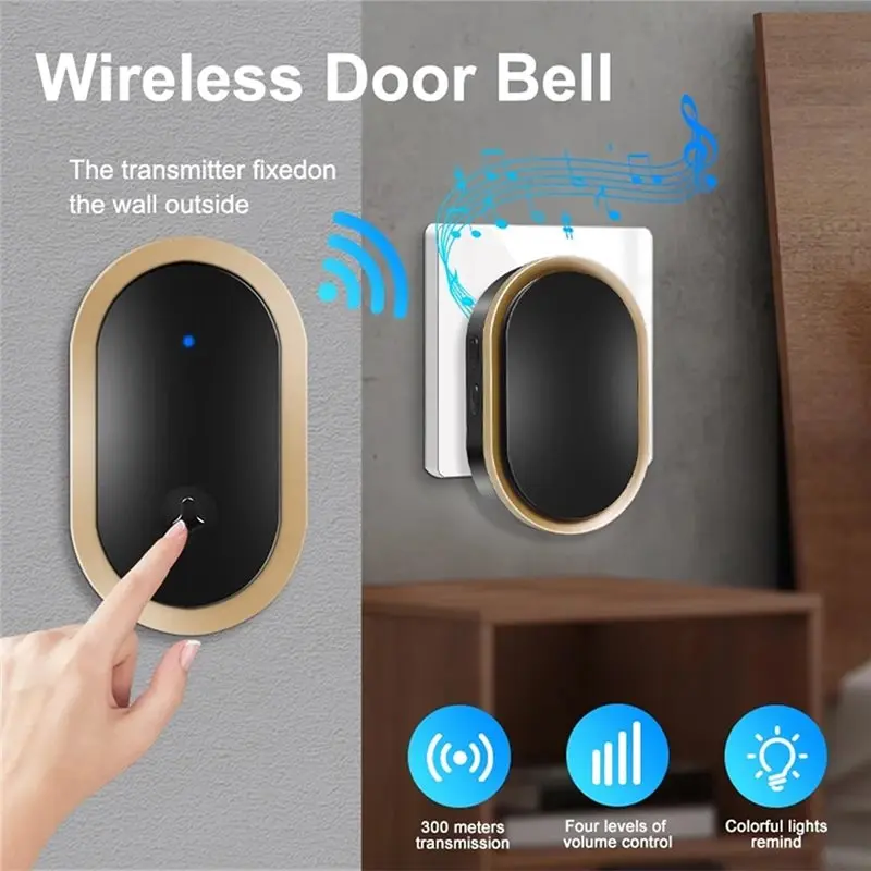 FULL-Battery-Operated 300M Remote Wireless Doorbell Kit With 60 Chimes, Smart Design, Easy To Install Ideal For Home And Office