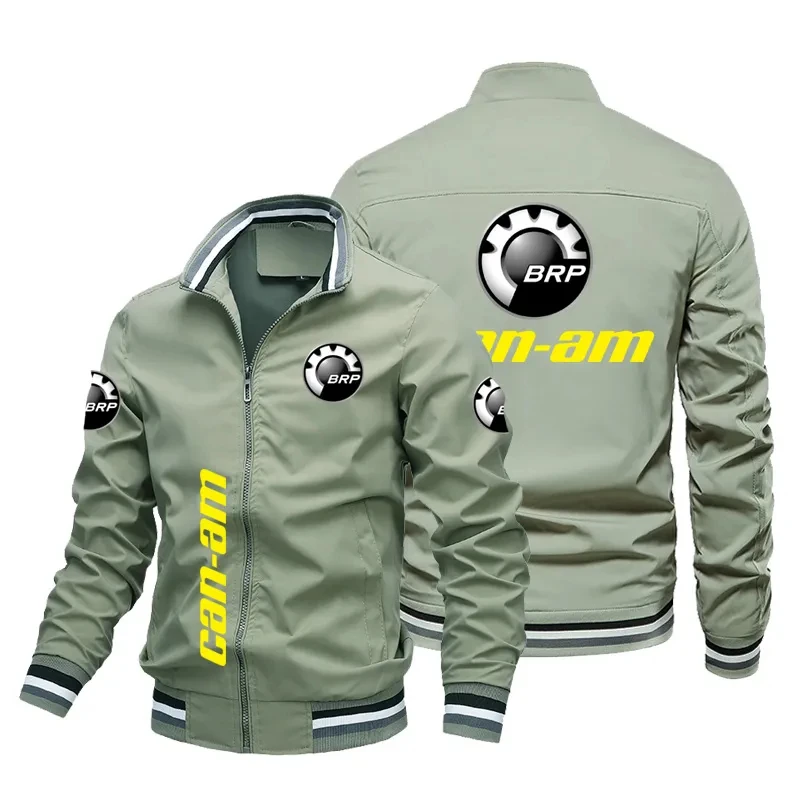 2024 new men\'s jacket, BRP CAN-AM, printed zippered baseball jacket, windproof motorcycle jacket, hip-hop