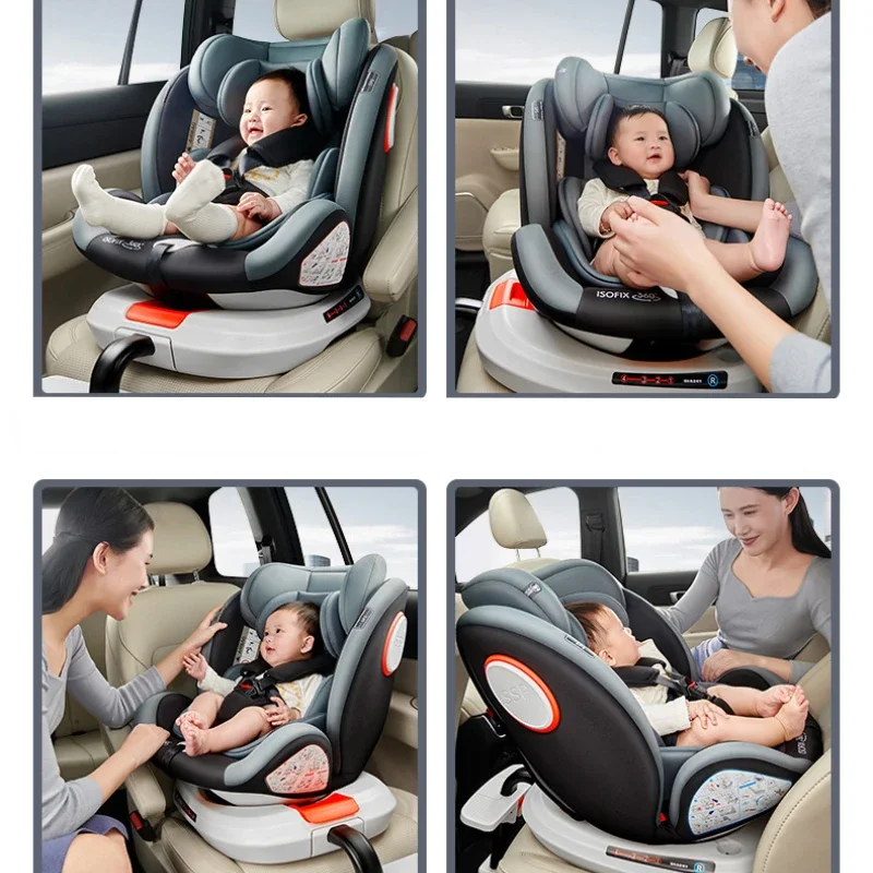 Front and Back Two-way Child Car Seat Special Car Seat for 0-12 Years Old 360° Rotatable Car Child Seat Adjustable Backrest