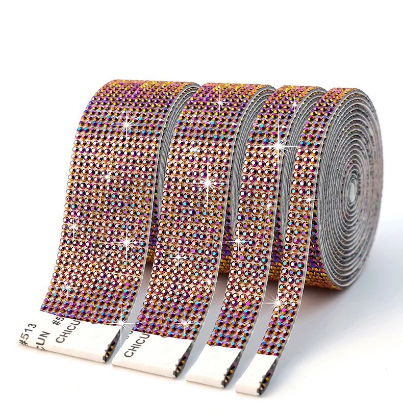 10 Yard Strassbänder Selbstklebende Kristall-Diamant-Rolle DIY Kunsthandwerk Partygeschenke Dekoration Glänzende Strass-Aufkleber – Detail 4