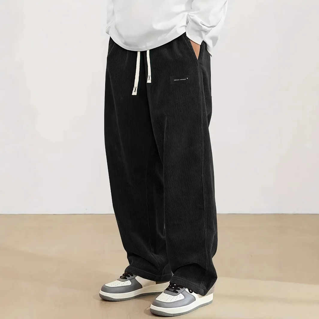 

European Pants Relaxed Embroidered Corduroy Trousers Comfortable Breathable Wide Trousers Autumn Casual Straight Pants