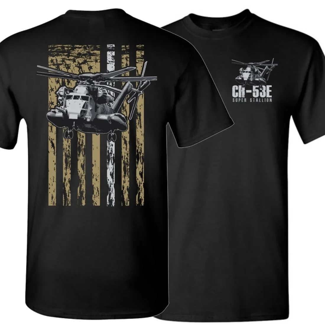 

Creative Design American Flag CH-53 Super Stallion Transport Helicopter T-Shirt. Summer Cotton Short Sleeve O-Neck Mens T Shirt
