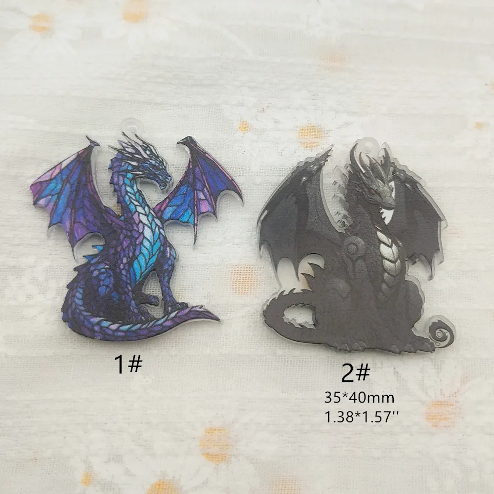 10pcs Acrylic Dragon Charm Jewelry Accessories Diy Making Earring Phone Keychain Bracelet Pendant Craft Supplies