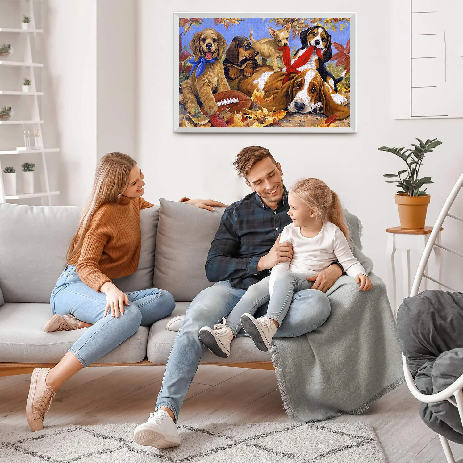 ตัวต่อจิ๊กซอว์รูปลูกสุนัขสัตว์เลี้ยงสุดน่ารัก1000ชิ้นสำหรับผู้ใหญ่เกมการตกแต่งบ้านครอบครัวปริศนาชั้นสนุกของเล่นเพื่อการศึกษา