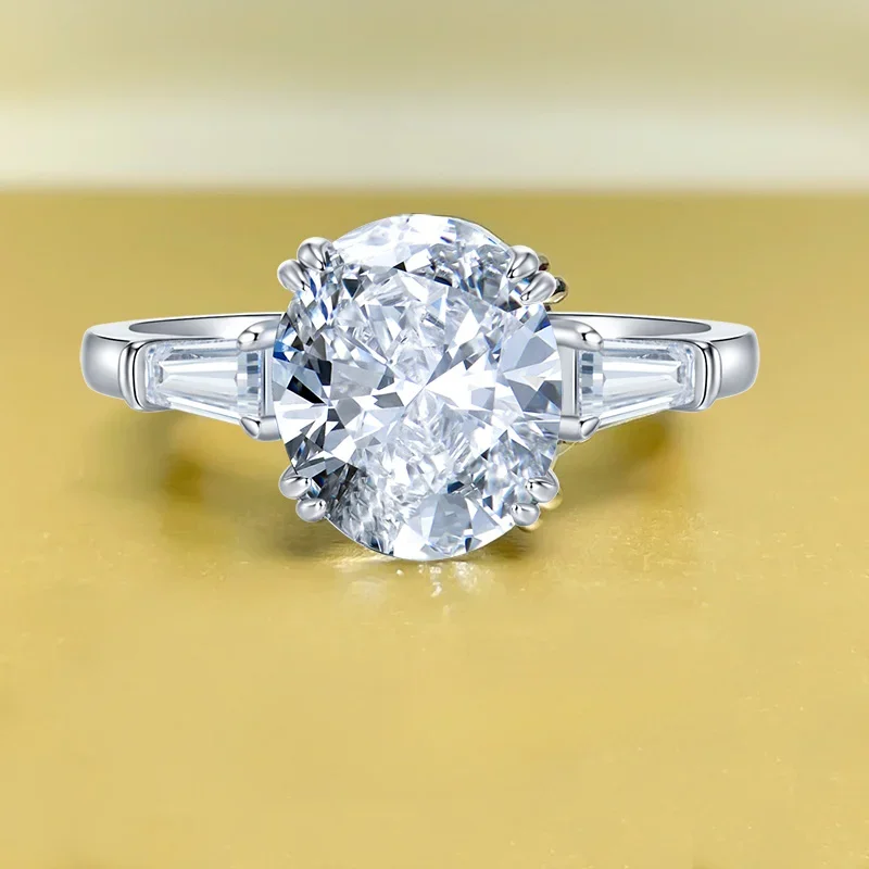 Classic diamond ring with broken ice cut 925 pure silver, simple high carbon diamond, niche, light luxury, high-end feel