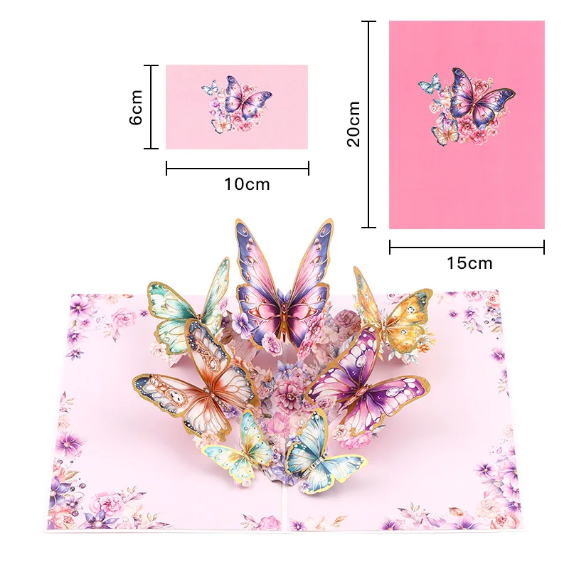 3D Pop UP Wedding Invitation Greeting Cards Valentines Day Lovers Gift Card Flower for Girlfriend Teacher Mather Day Wholesale