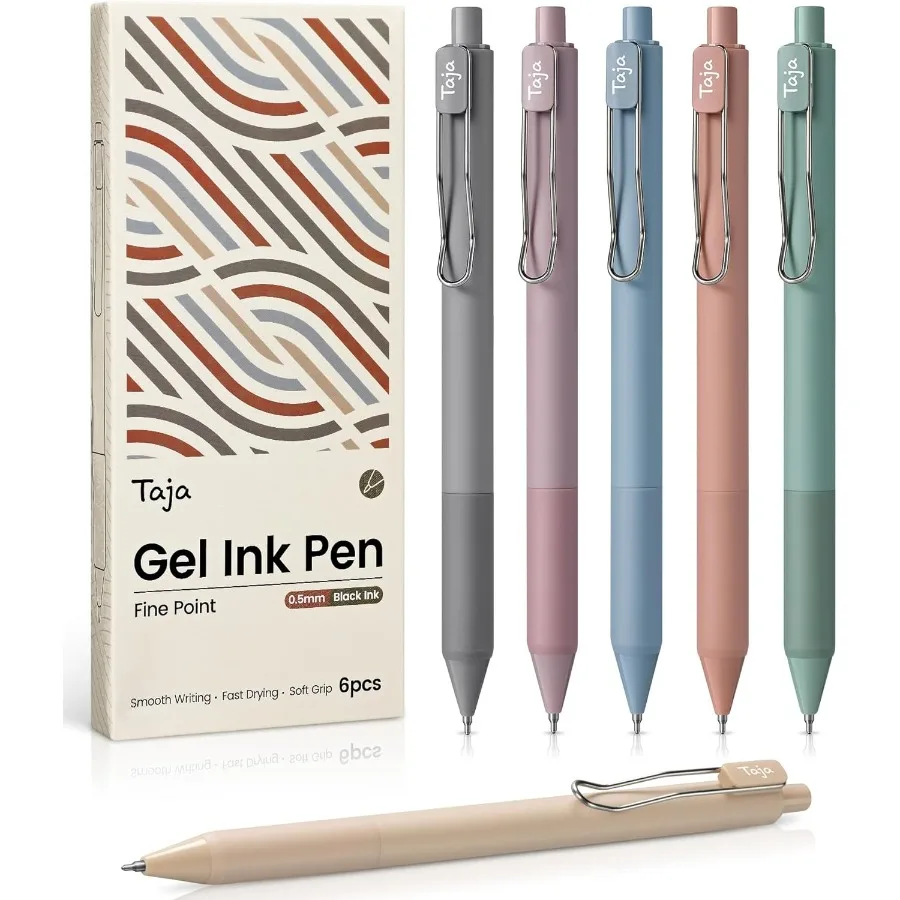 

Gel Pens 6pcs 0.5mm Fine Point Smooth Writing Pens Quick Dry Black Ink Pens for Jourling and Note Taking Cute Aesthetic Pens fo