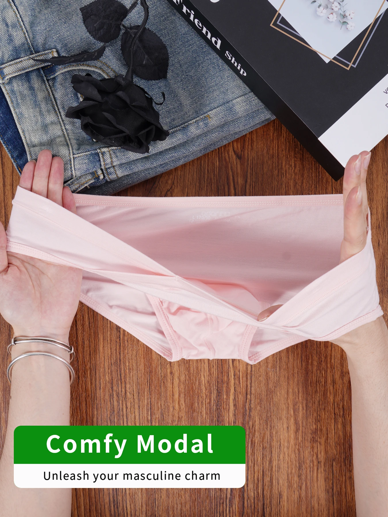 

Men's Modal Triangle Briefs Cross Strap U Convex Pouch Soft Skin-Friendly Breathable Underwear