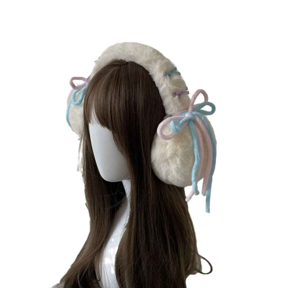 Faux Rabbit Fur Bowknot Earmuffs para meninos, Windproof Plush Ear Cover, Earmuffs macios, Earflap bonito, inverno, Y2K