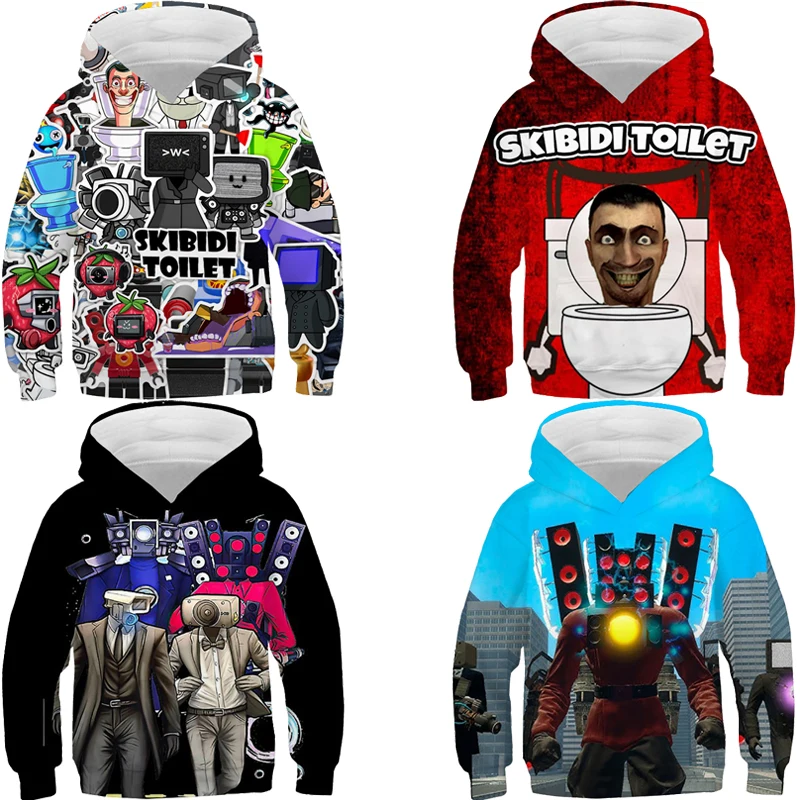 Skibidi Toilet Graphic Hoodie Girls Pullover Tops Speaker Man Print Kids Sweatshirts Boys Cartoon Sportswear Children Clothes