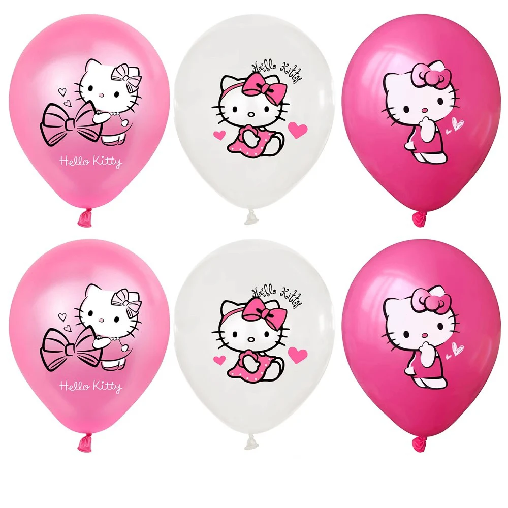 

12pcs Cartoon Hello Kitty Birthday Party Decor Supplies Kawaii KT Cat Latex Balloons Animal Balloon Baby Shower Kids Toys Gifts