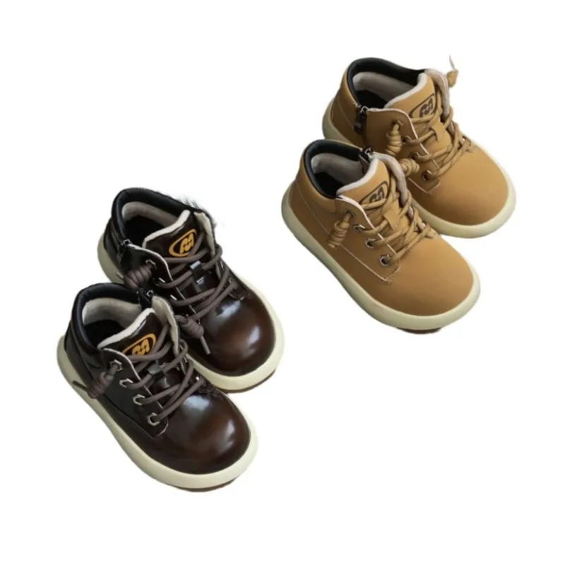 

Детские сапоги для верховой езды с круглым носком для мальчиков и девочек на осень-зиму с противоскользящей молнией внутри, модные повседневные ботинки в звездном стиле на толстой подошве