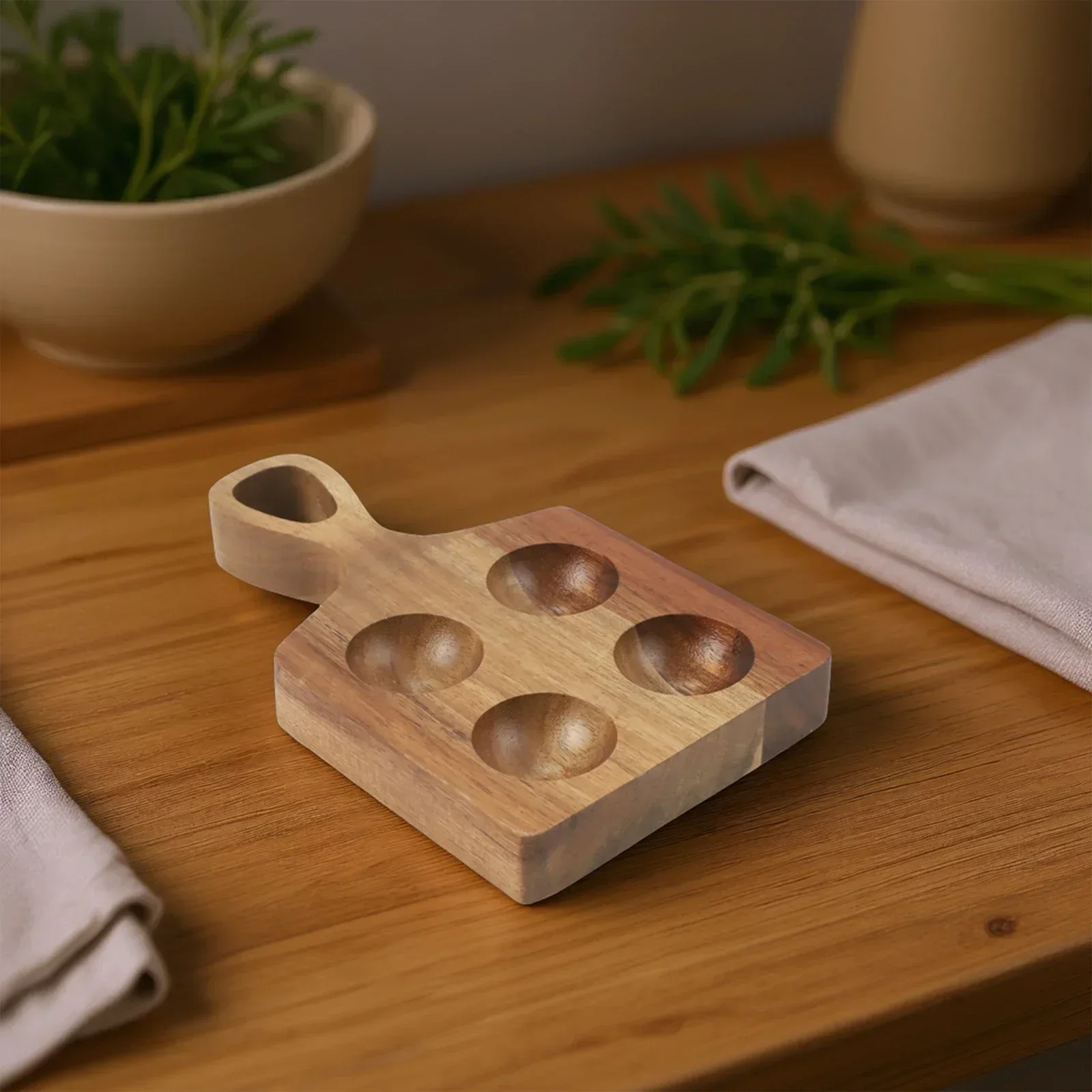 Wooden Egg Storage Egg Holder For Kitchen Compact Dimensions Integrated Handle For Egg Organization Compact Egg Storage Solution