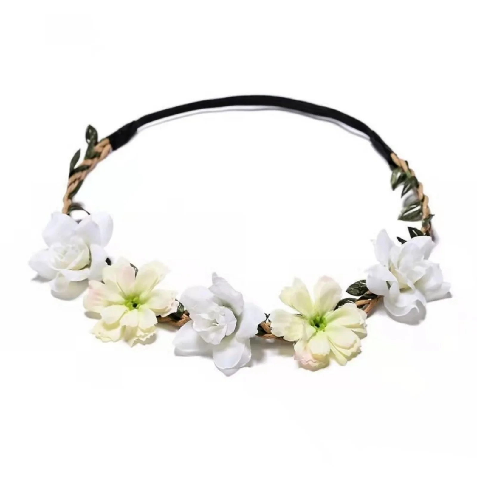 1 Stück Braut- und Brautjungfern-Kopfschmuck, Blumenkranz, Haarband, Haar-Accessoire, Handgelenk-Blume, für Reisen, Urlaub am Meer – Detail 6