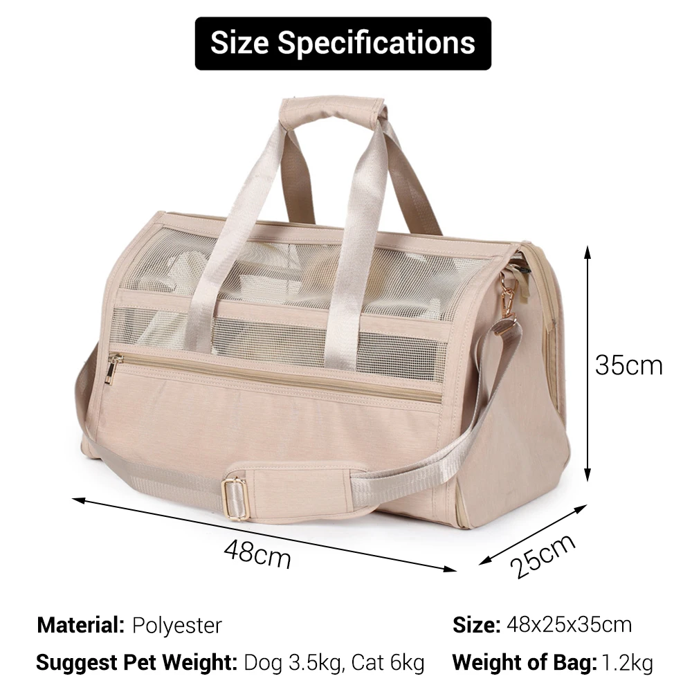 Imagem -03 - Cão de Estimação Bolsa de Moda Grande Capacidade Macio-sided Pet Travel Carrier para Filhotes Gatinhos Coelho Portátil ao ar Livre Portador do Cão Tote