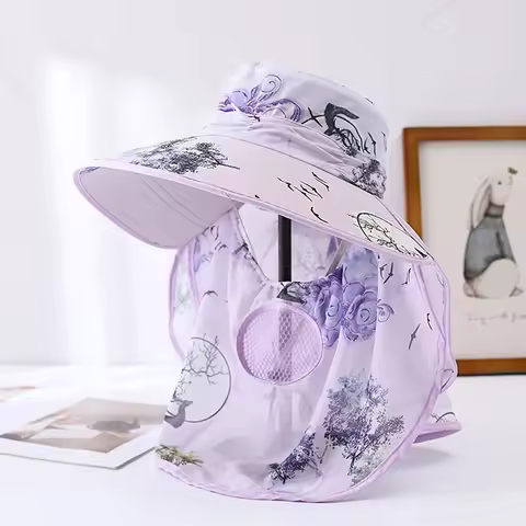 Outdoor Sun Bucket Hat for Women Girls Fishing Hat Wide Brim Bucket Hat with Neck Cover Protection Safari Cap beach hat