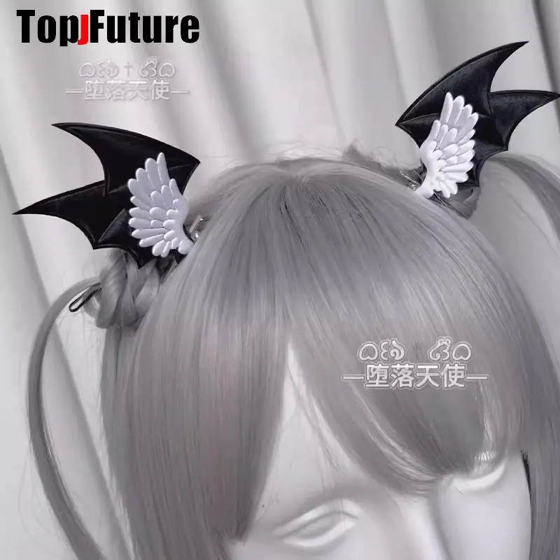 Y2K girl Harajuku Gothic Original Subculture wings Punk Bows Lace Hair Accessories Hair clips pins Hairpin Barrettes