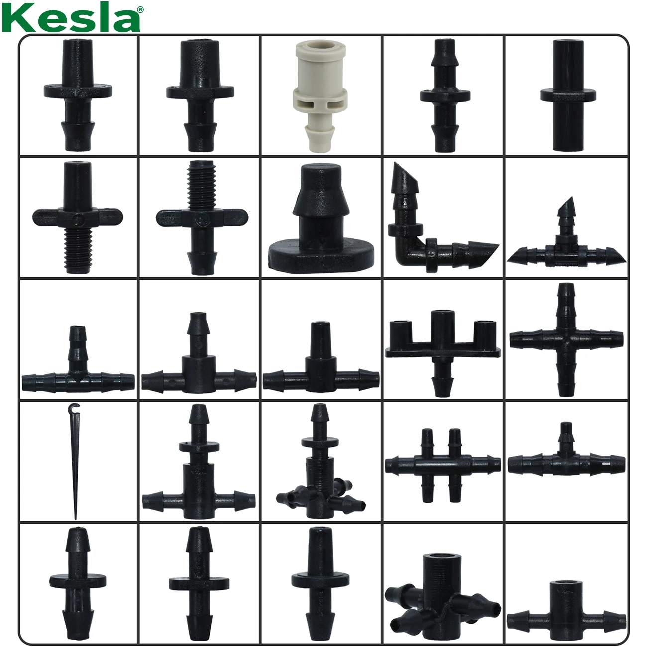 KESLA Garden Water Connector Drip Irrigation for 1/4'' & 1/8'' Tubing Hose Accessories Joint Barbed Tees Cross Eng Plug Adaptors