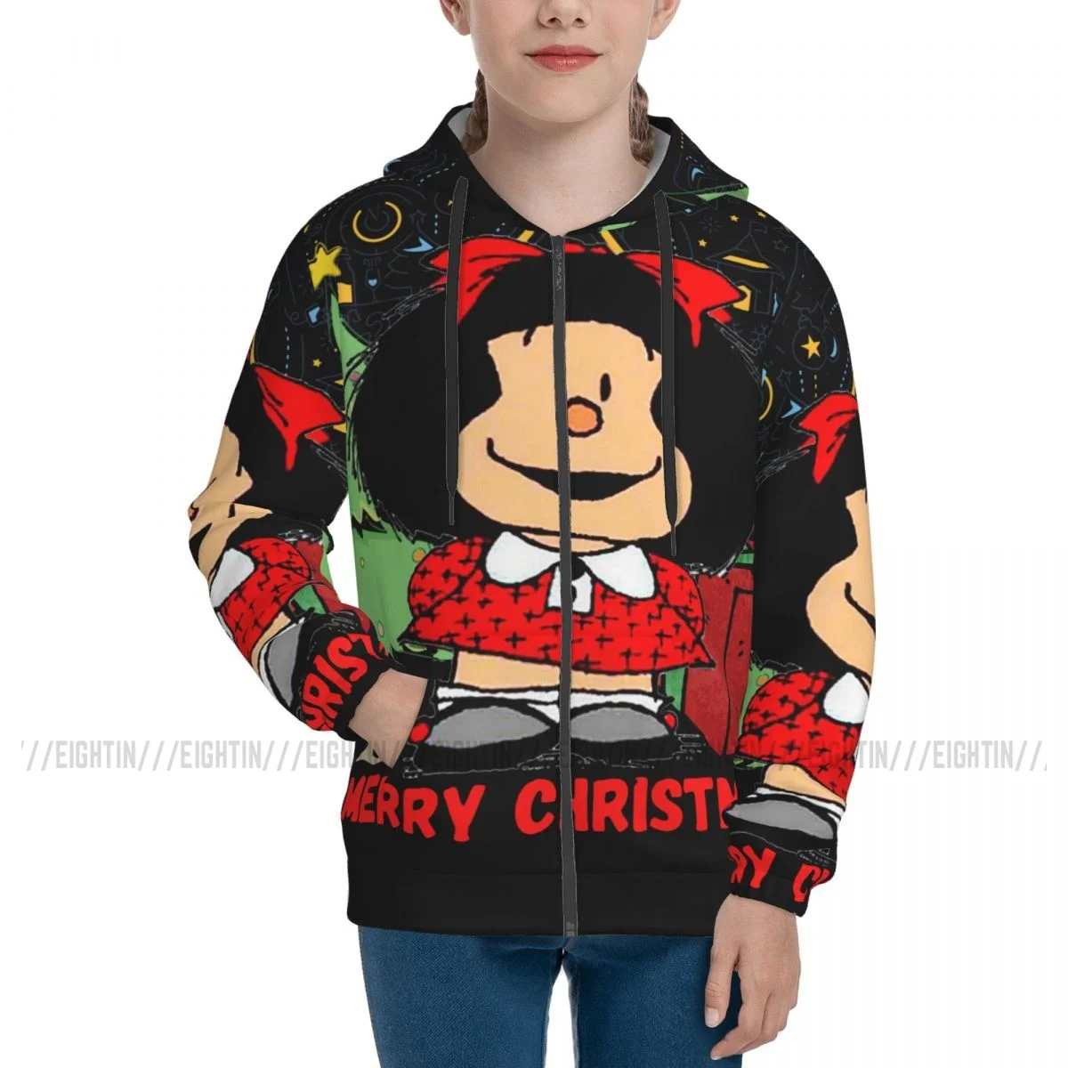 Mafalda Sudadera navideña para adolescentes, jóvenes y adolescentes, Quino Argentina, sudadera con capucha de dibujos animados, regalos de Navidad, jersey para niños, niñas y niños