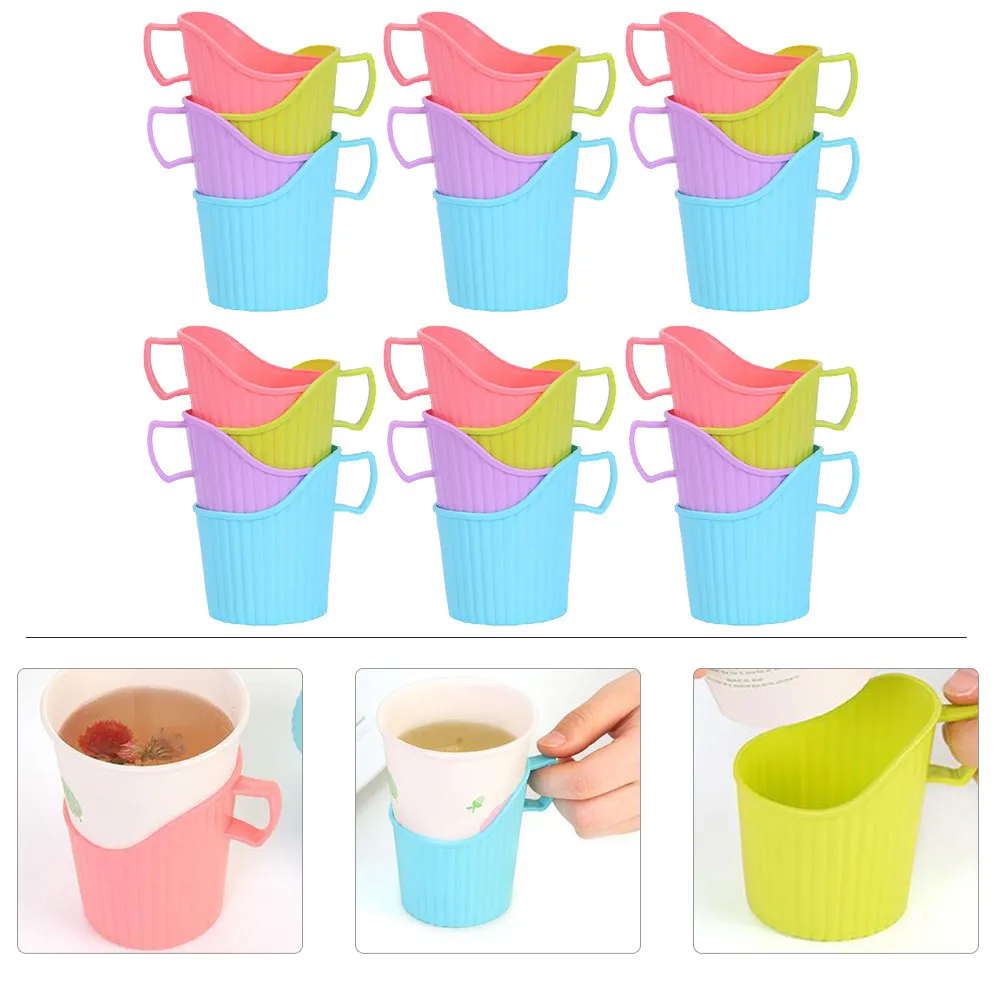 24Pcs Insulation Cup Holders Heat Proof Anti-Scald Hand Protector Convenient Disposable Paper Cup Covers for Standard Cups
